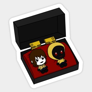 masky and hoodie chibi figure Sticker